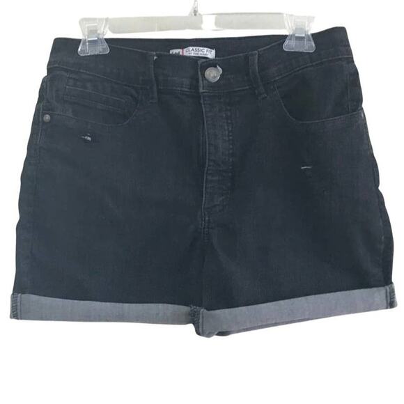 Lee Classic Fit Black Cutoff Denim Jean Shorts Size 10 - Picture 1 of 4